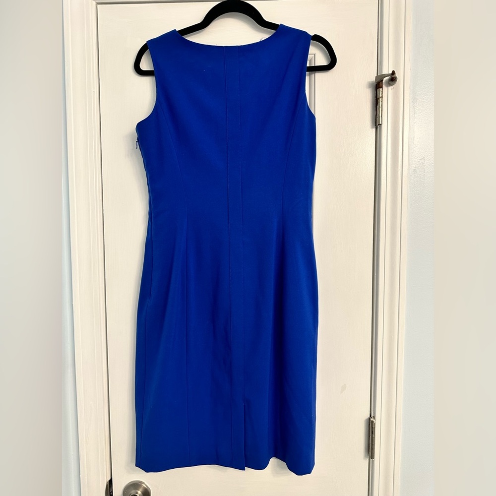 Calvin Klein Blue Sheath Dress Knee Length Sleeveless Work Office Career Size 4 - Picture 3 of 4